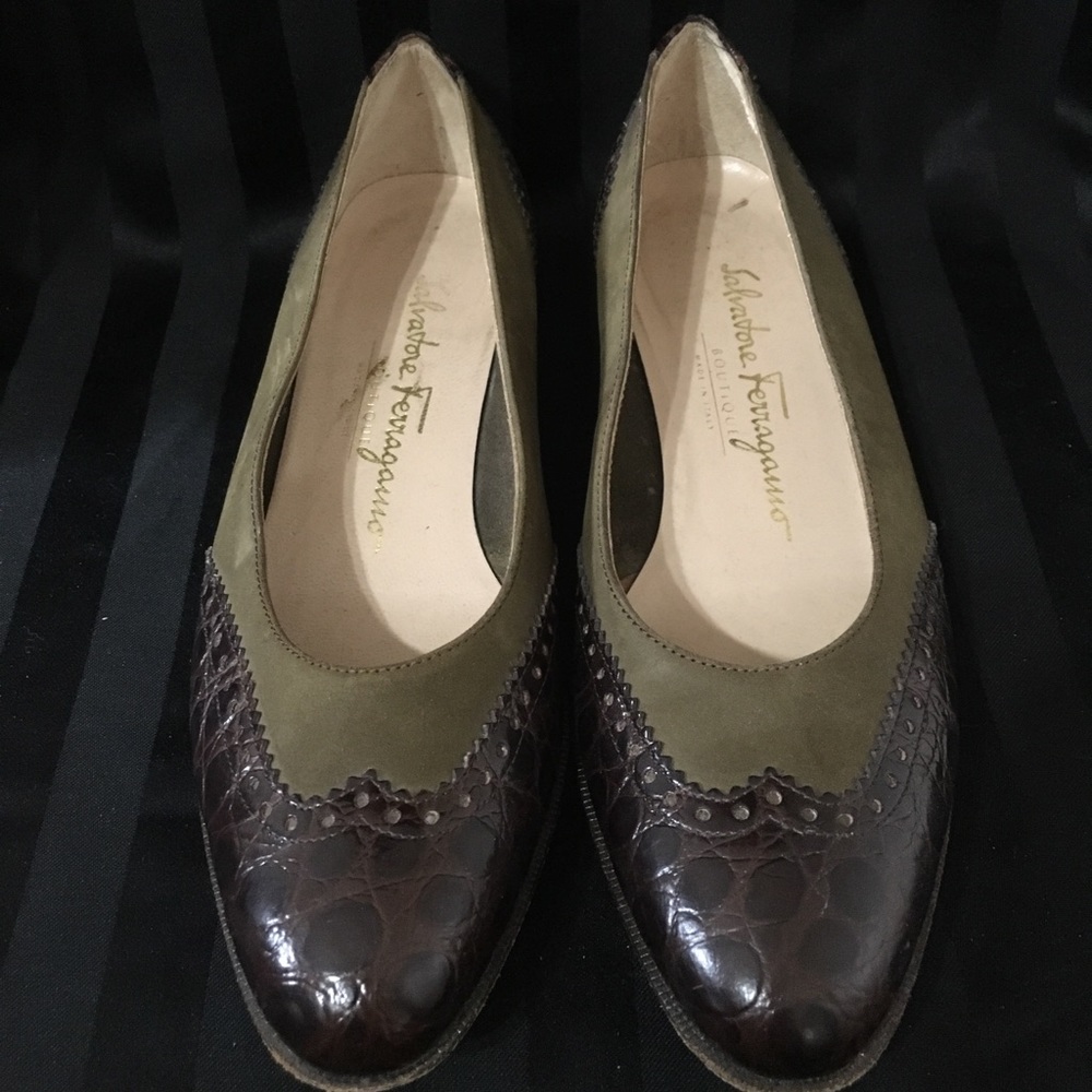 FERRAGAMO Spectator Cap Toe two Tone Flats 6